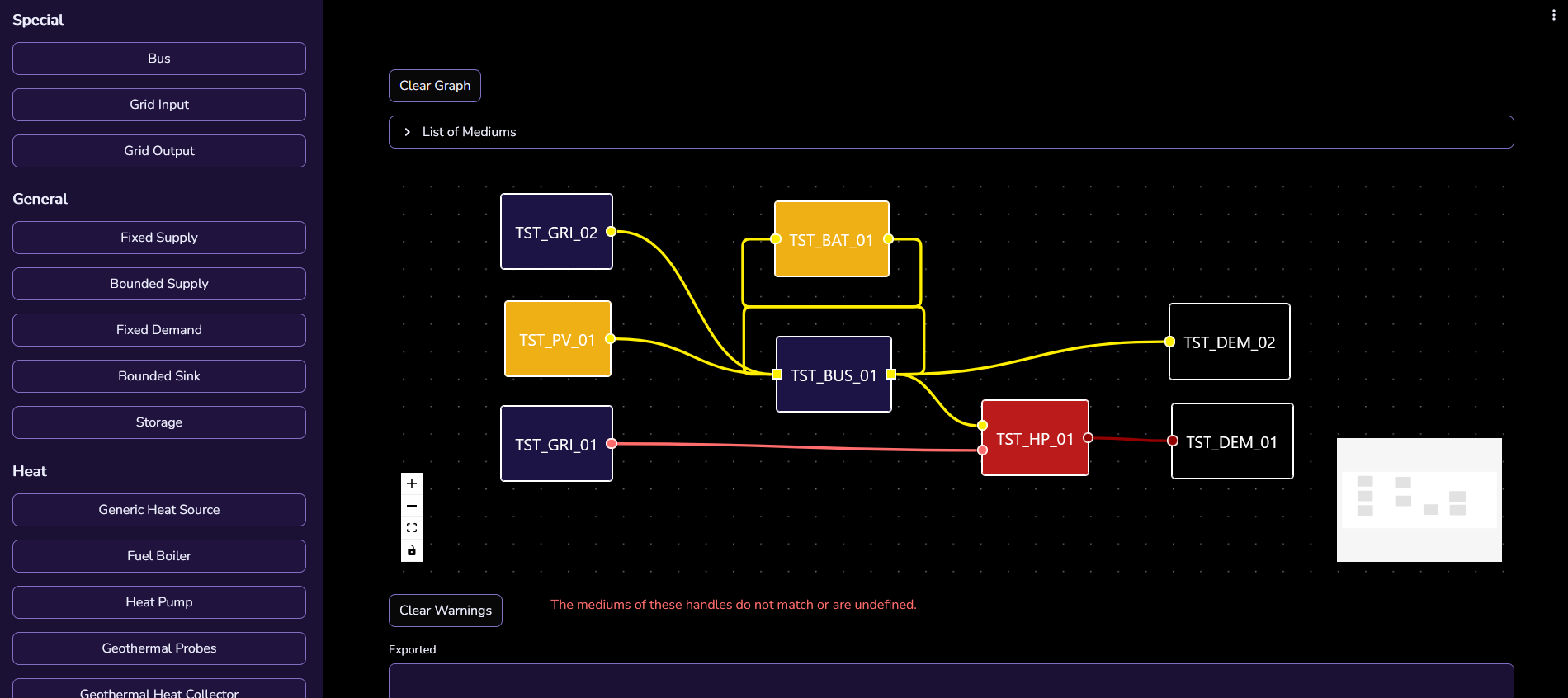 Screenshot of SUSI with an energy system in the process of being configured